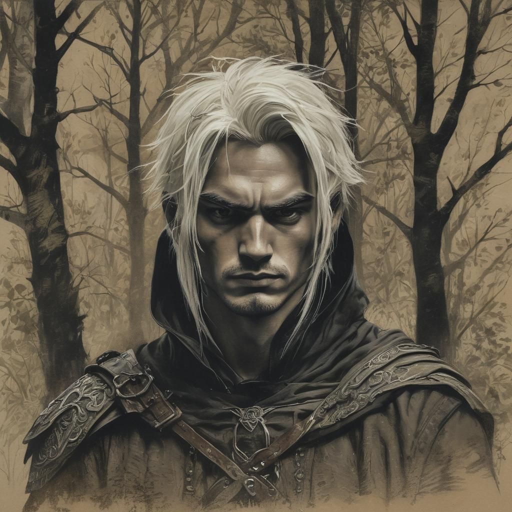 Medieval Ranger in Dark Fantasy Landscape