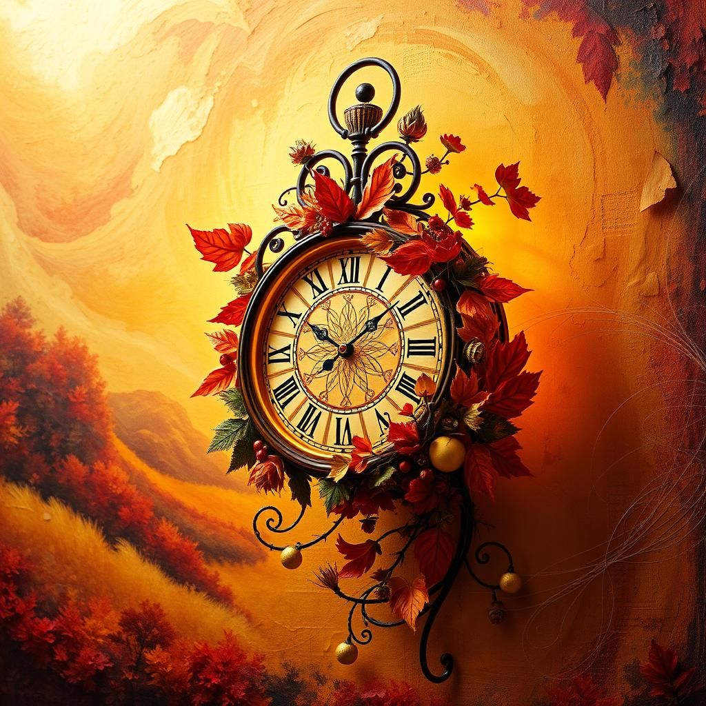 Fantasy composition. 
 Autumn Wall Clock.