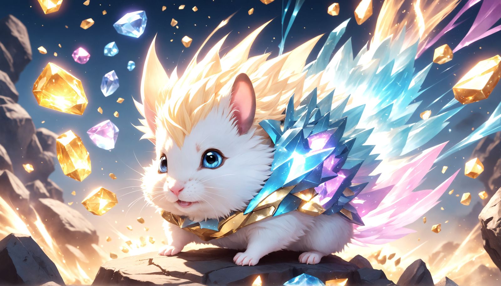 Adorable Super Saiyan Hamster Radiates Heroic Aura