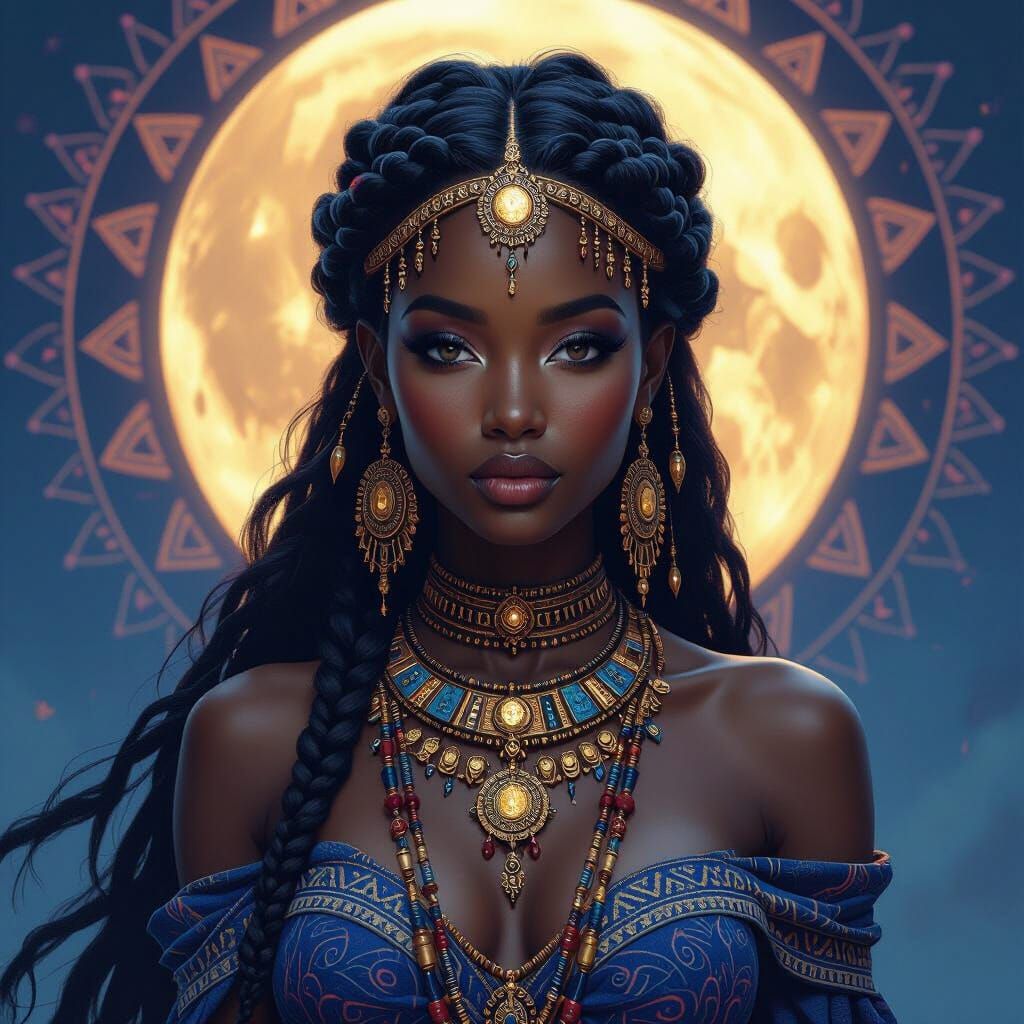 African Moon Goddess Embodies Life Stages in Tribal Art