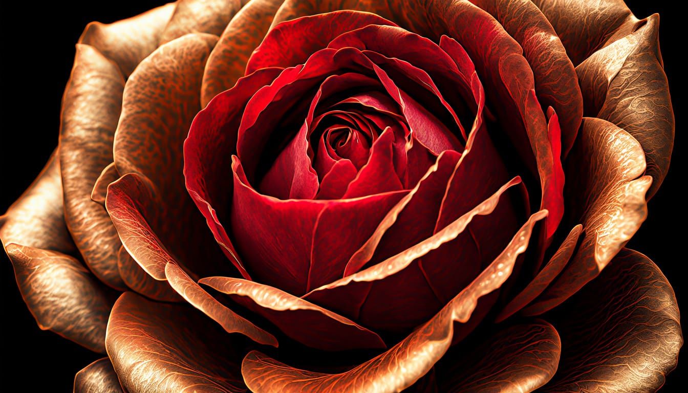 Macro Photograph of a Red Rose in Digital Art