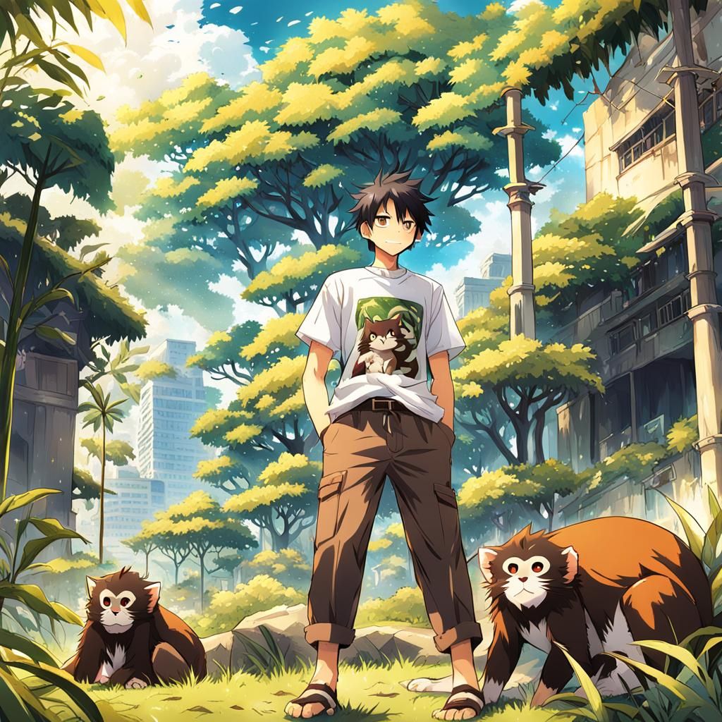 Anime Cat-Boy in Peruvian Jungle City