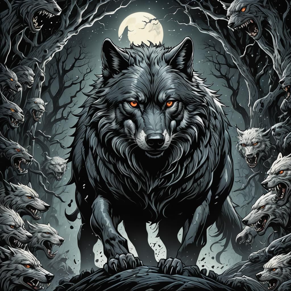 Wolf in Comic Book Style