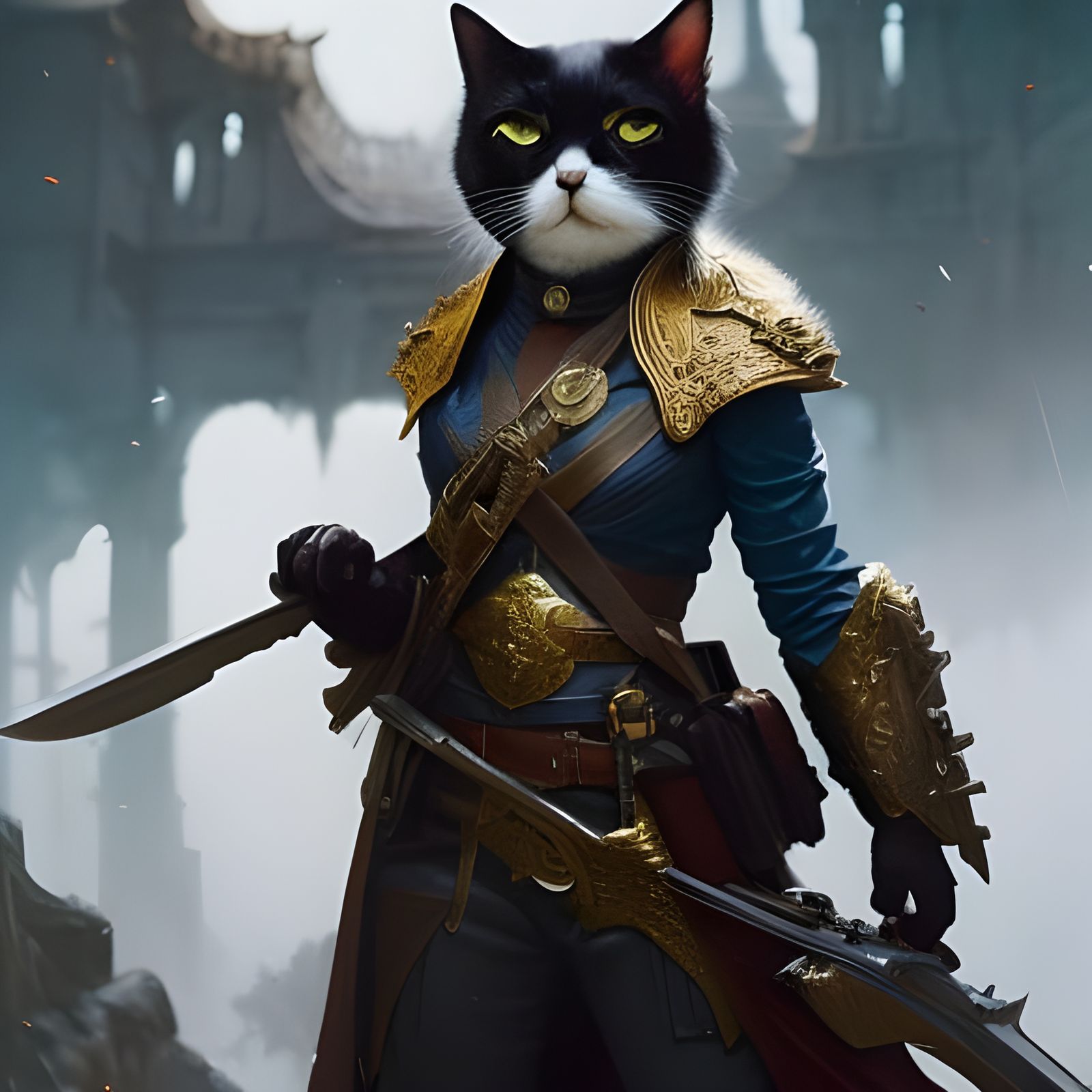 Hyperdetailed War Cat Portrait in Fantasy Art Style