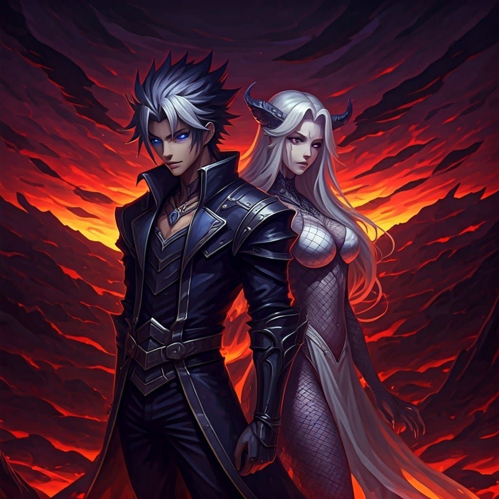 Dark Nephalem King and Revenant in Hellish Landscape