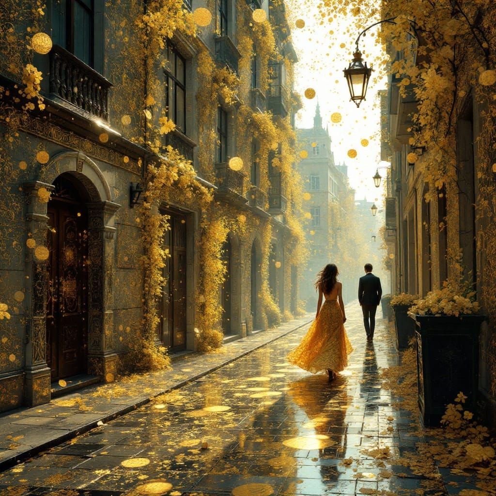 Ornate Figure Walking, Fractal Art Style