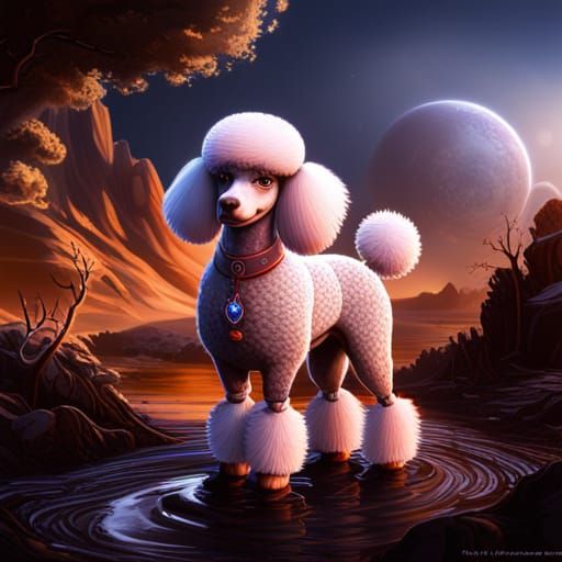 Fantastical Poodle: Detailed Matte Painting
