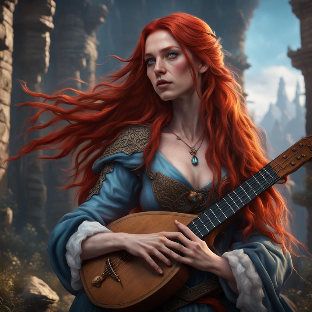 Halfling Bard with Lute: Fantasy Concept Art