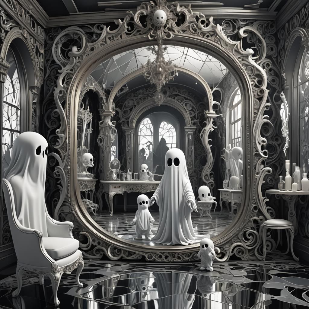 Baby Ghost Hiding in Haunted House Mirror