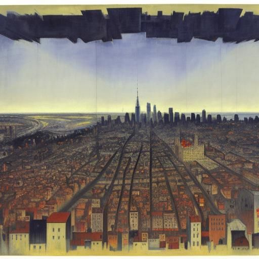 Nightmare Cityscape in Abstract Expressionist Style