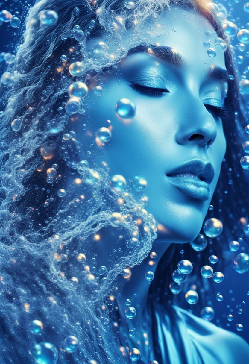 Surreal Water Woman: Digital Art in Hedi Xandt Style