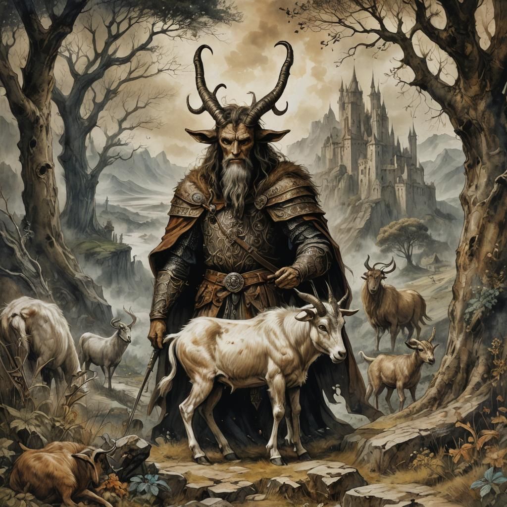 Faun Illustration on Medieval Manuscript Page