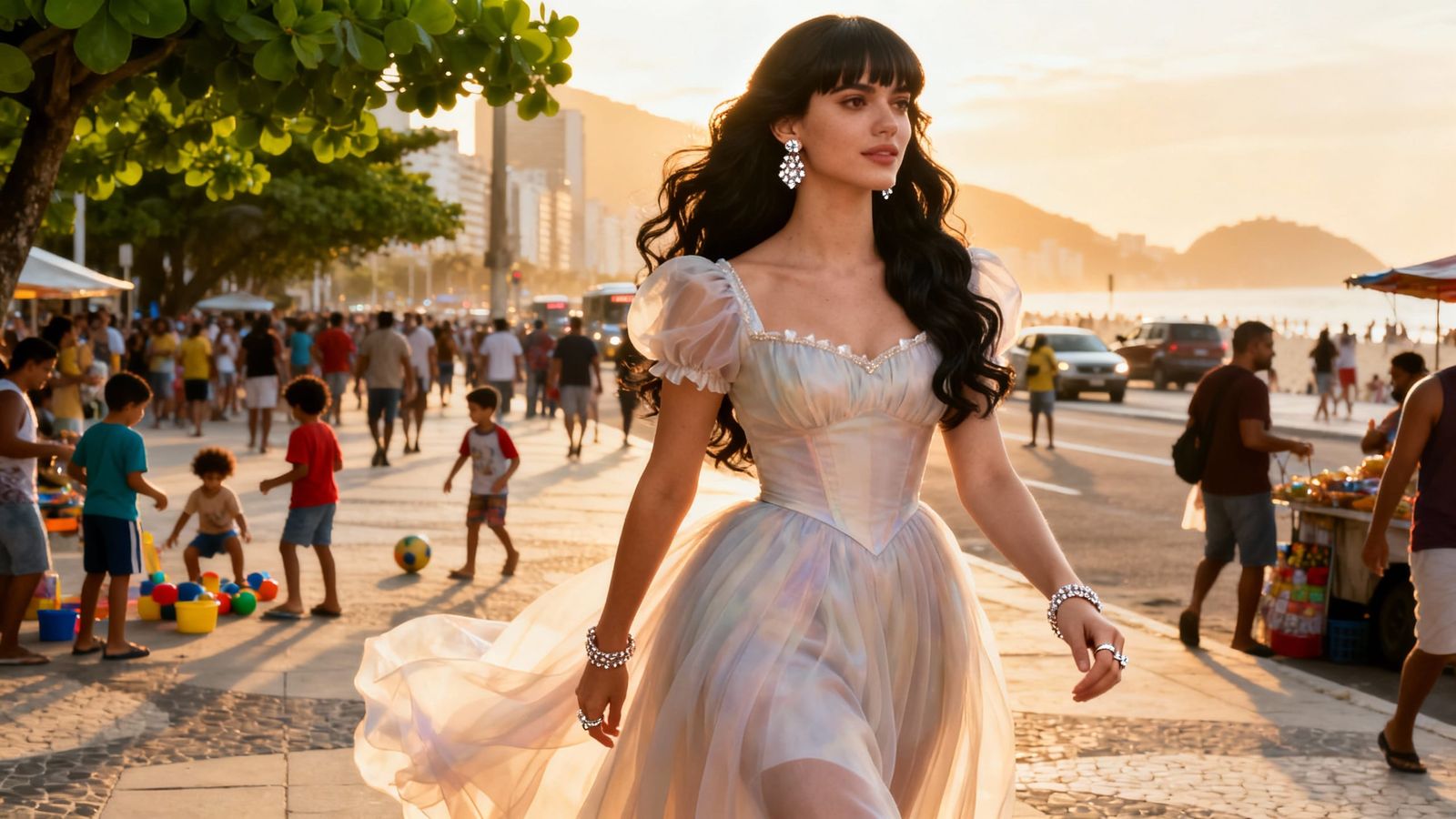 Elegant Woman in Copacabana Golden Hour