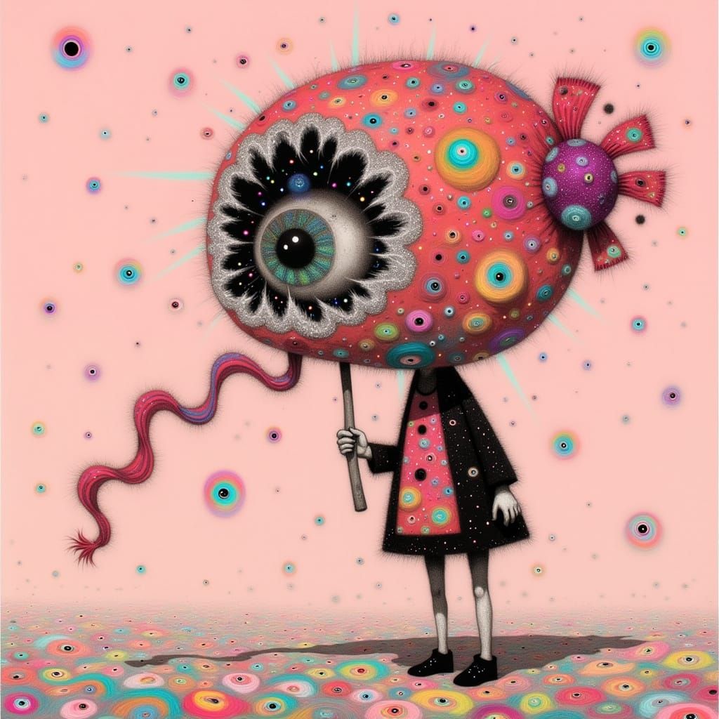 Whimsical Strawberry Candyman in a Dreamlike Art Style