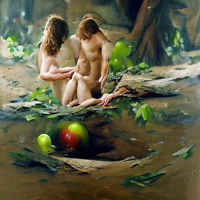 Adam and Eve: Oil Painting