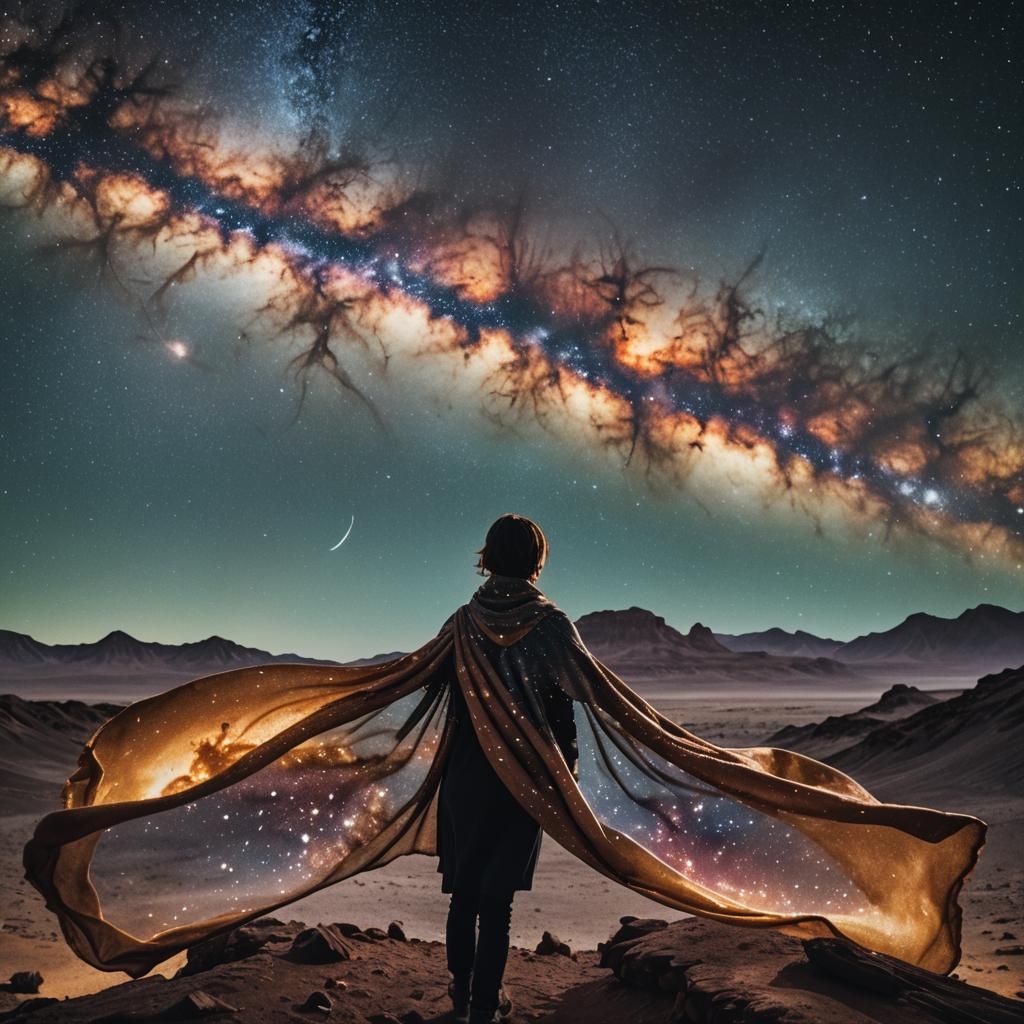 Milky Way Scarf: Cinematic Film Still
