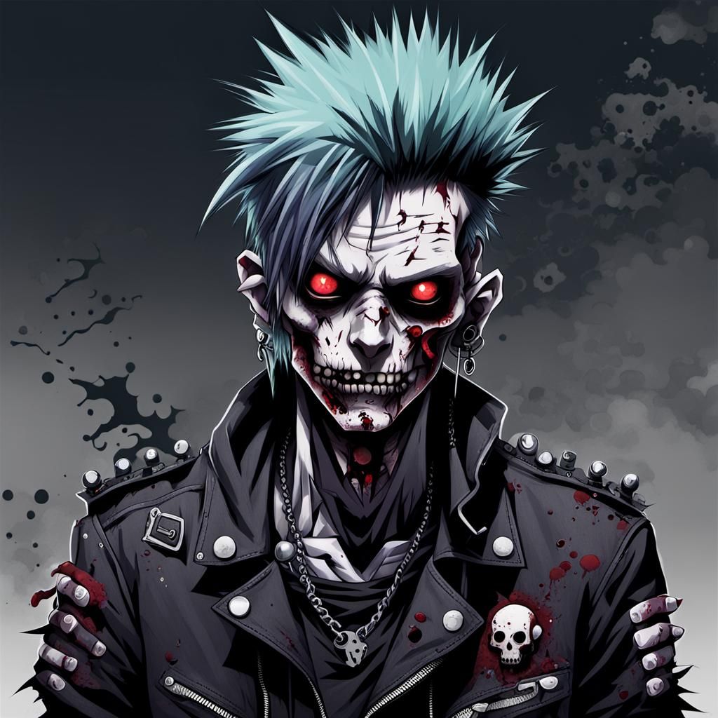 Gothic Punk Zombie in Anime-Inspired Horror