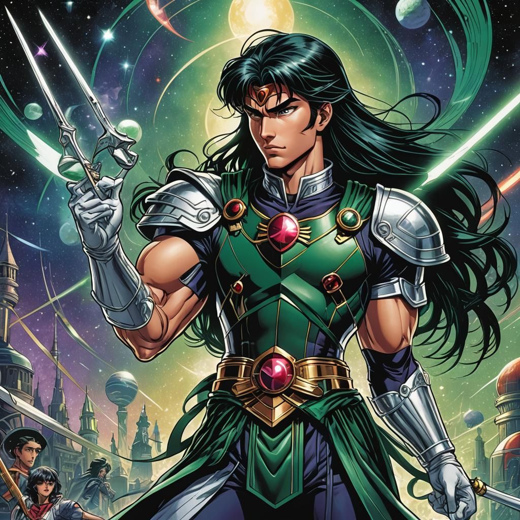 Sailor Pluto Powers in Comic Book Art Style