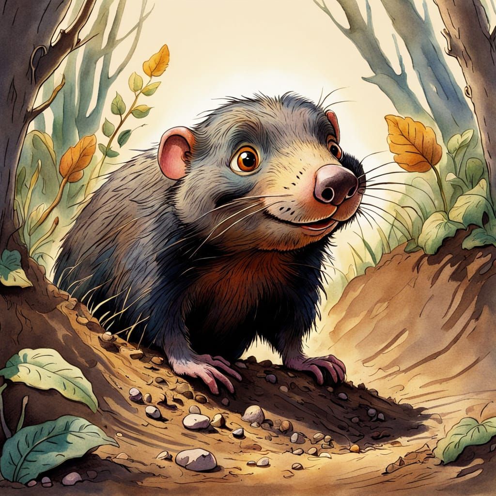 Mole Illustration in Quentin Blake Style
