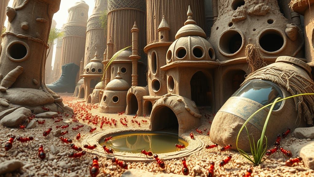 Intricate Insect Metropolis Built by Ants and Termites