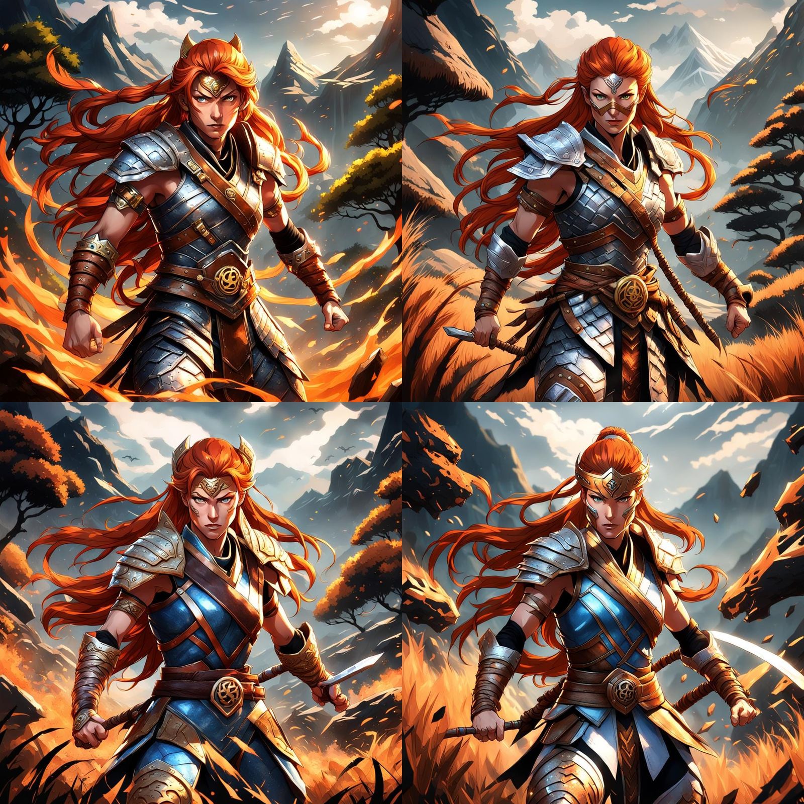 Four-Armed Warrior Woman in Anime Style