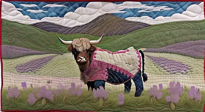 Highland Cow Patchwork Quilt