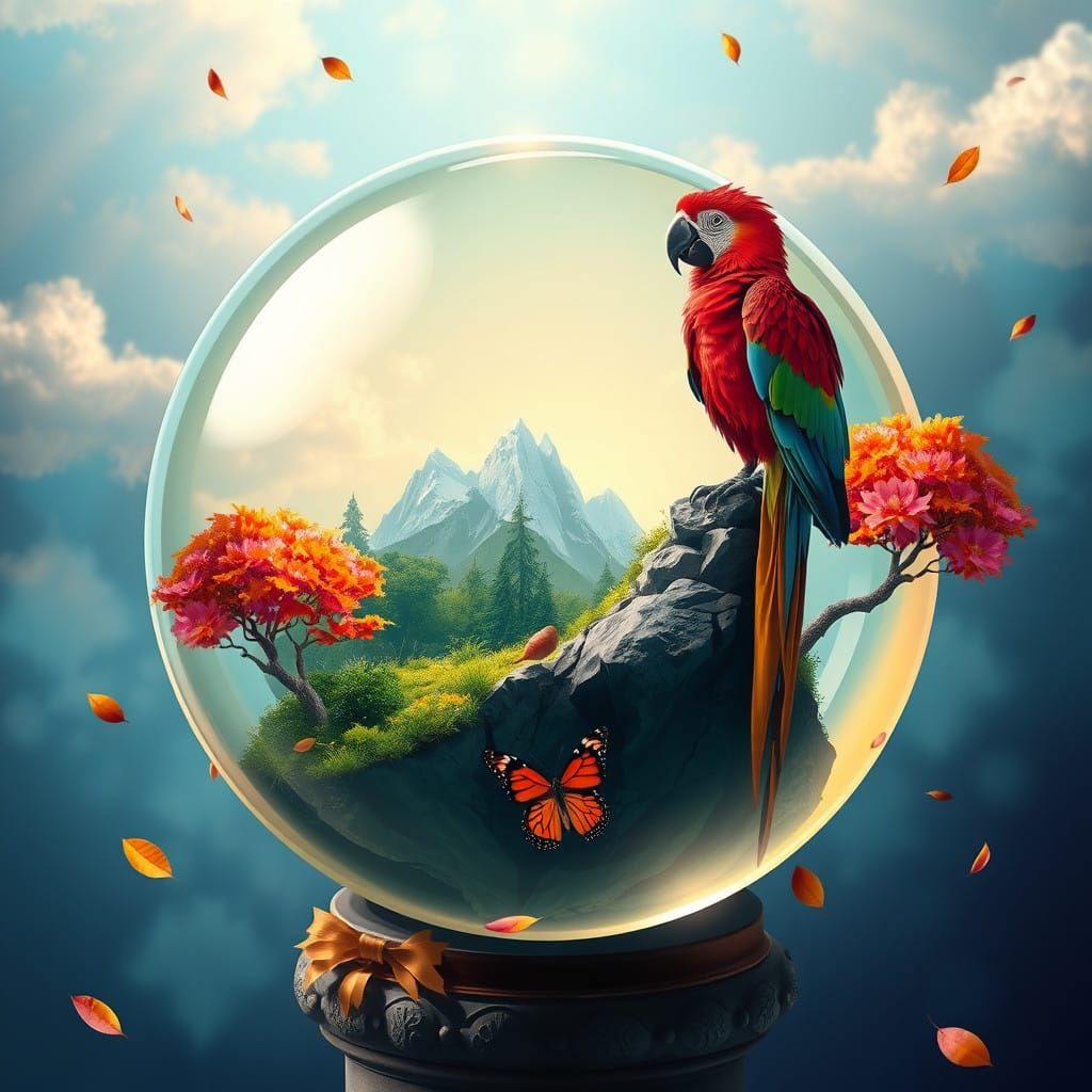 Whimsical Fantasy Scene in Dreamlike Style