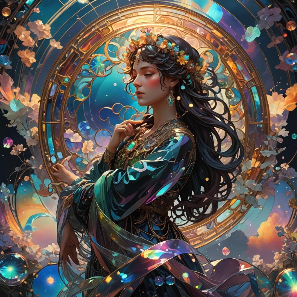 Iridescent Sky Spell in Art Nouveau Style