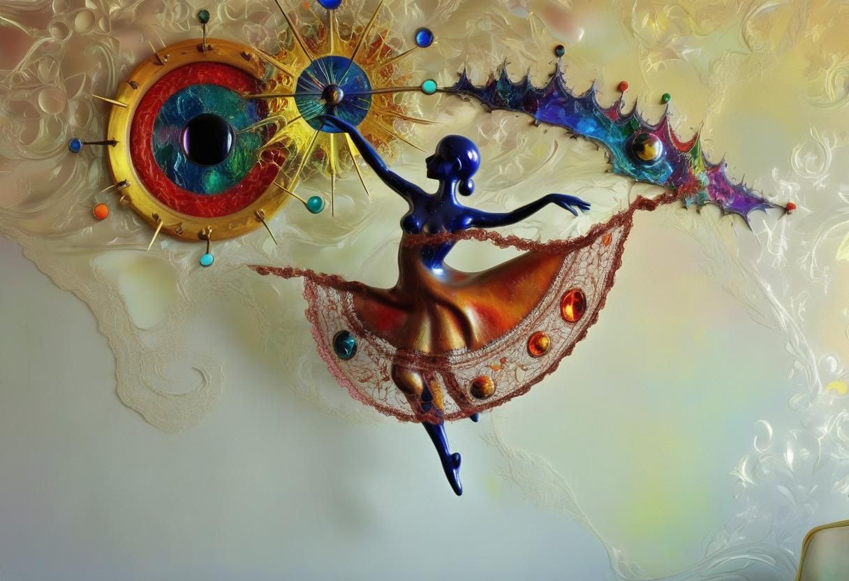 Abstract Chromoshadow Reflection with Dancing Figure