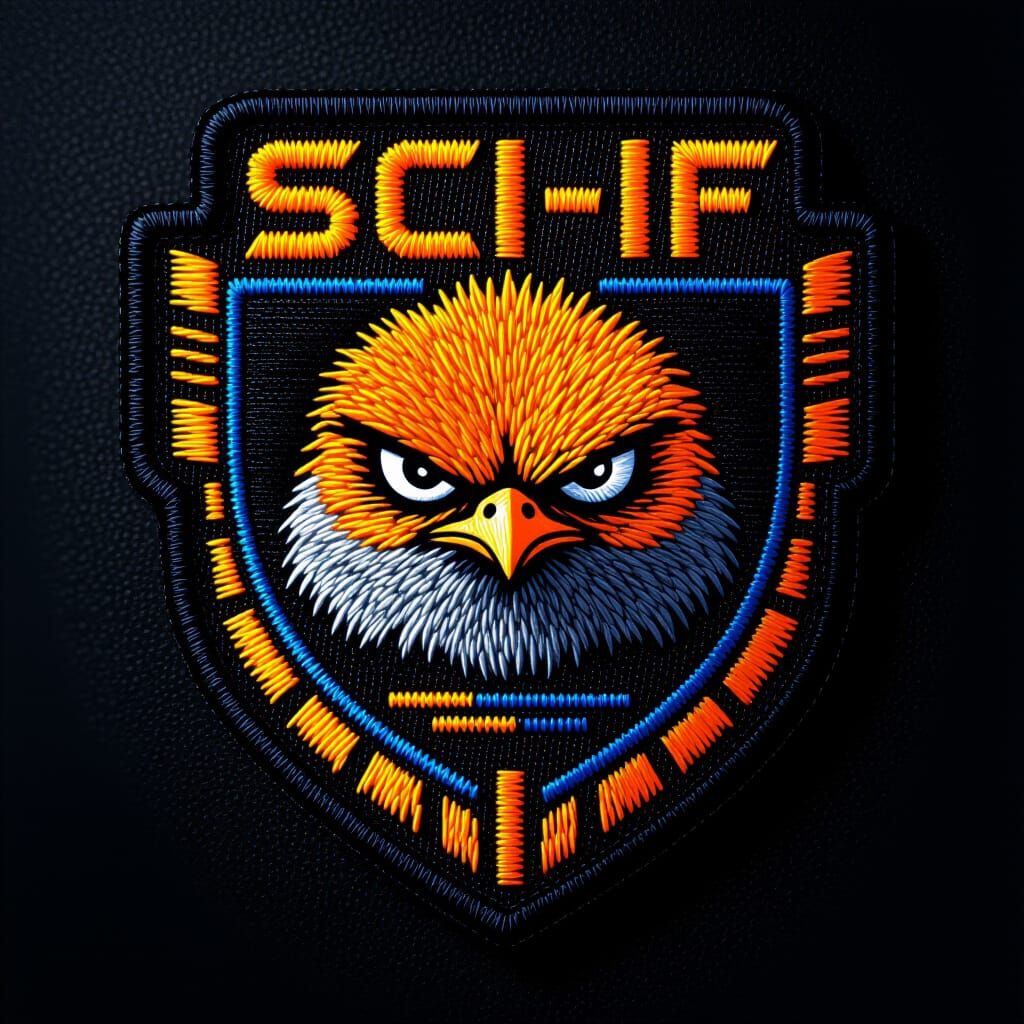 Sci-Fi Emblem Patch with Grumpy Chick