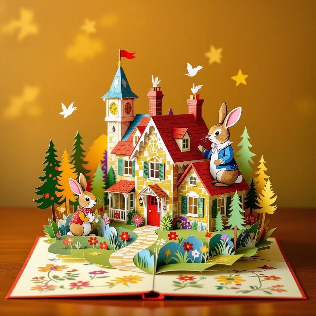 Colorful Pop-Up Book Illustration in Collage Style