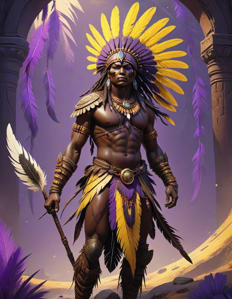 Majestic Black Skinned Warrior in Dark Fantasy Regalia
