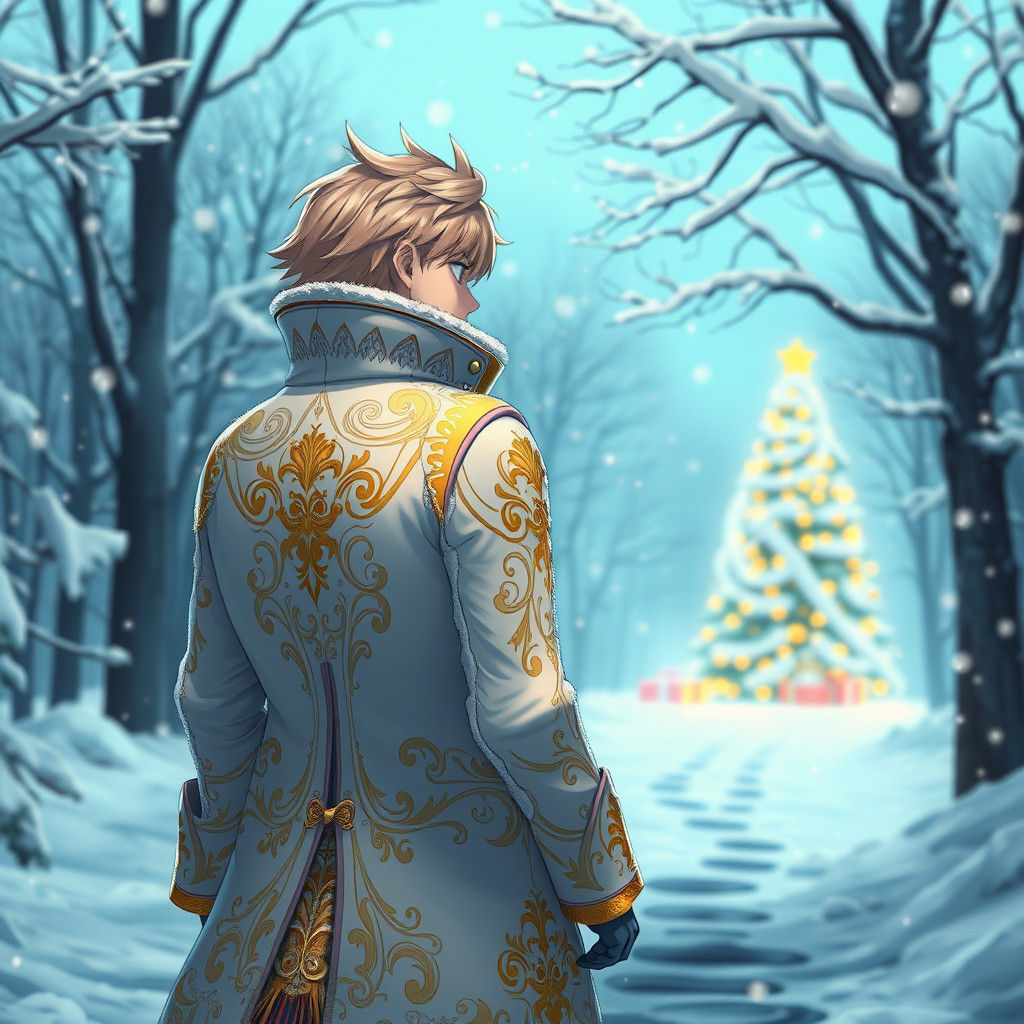 Majestic Christmas Scene in 3D Anime Style
