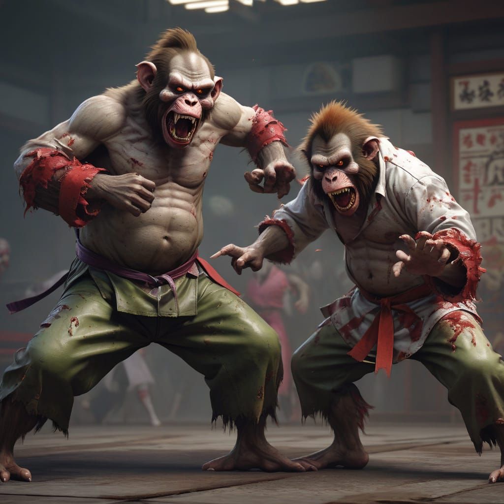 Zombie Monkey Clowns Ruthless Karate Dojo Match