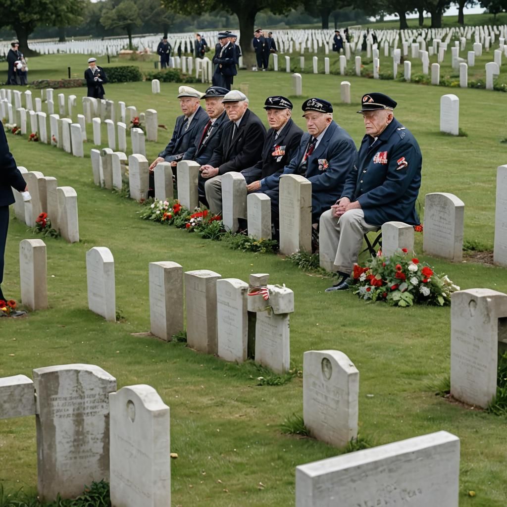 Normandy D-Day Cemetery Overlooked by Veterans