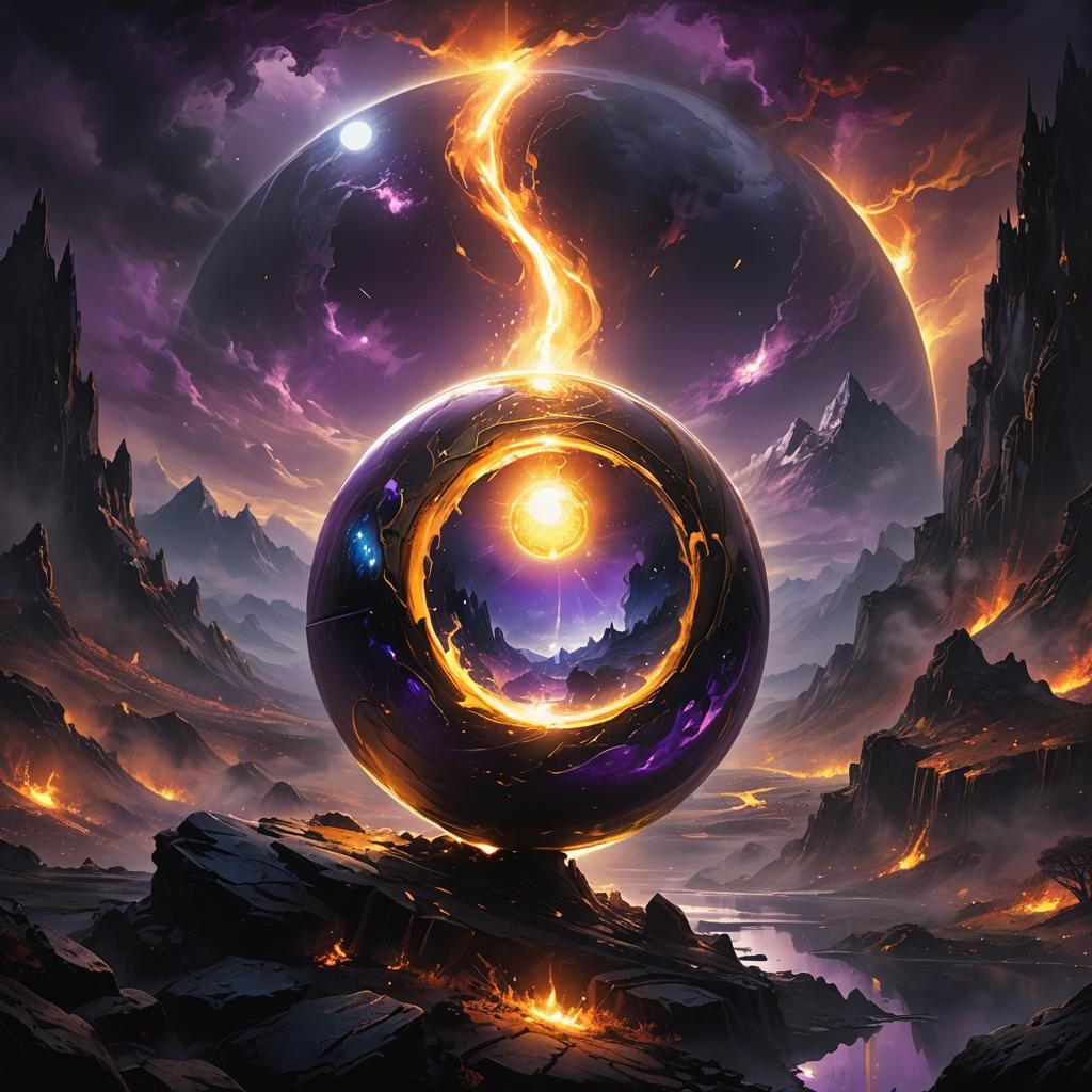 Fantasy Orb Loses Shine in Dark Landscape