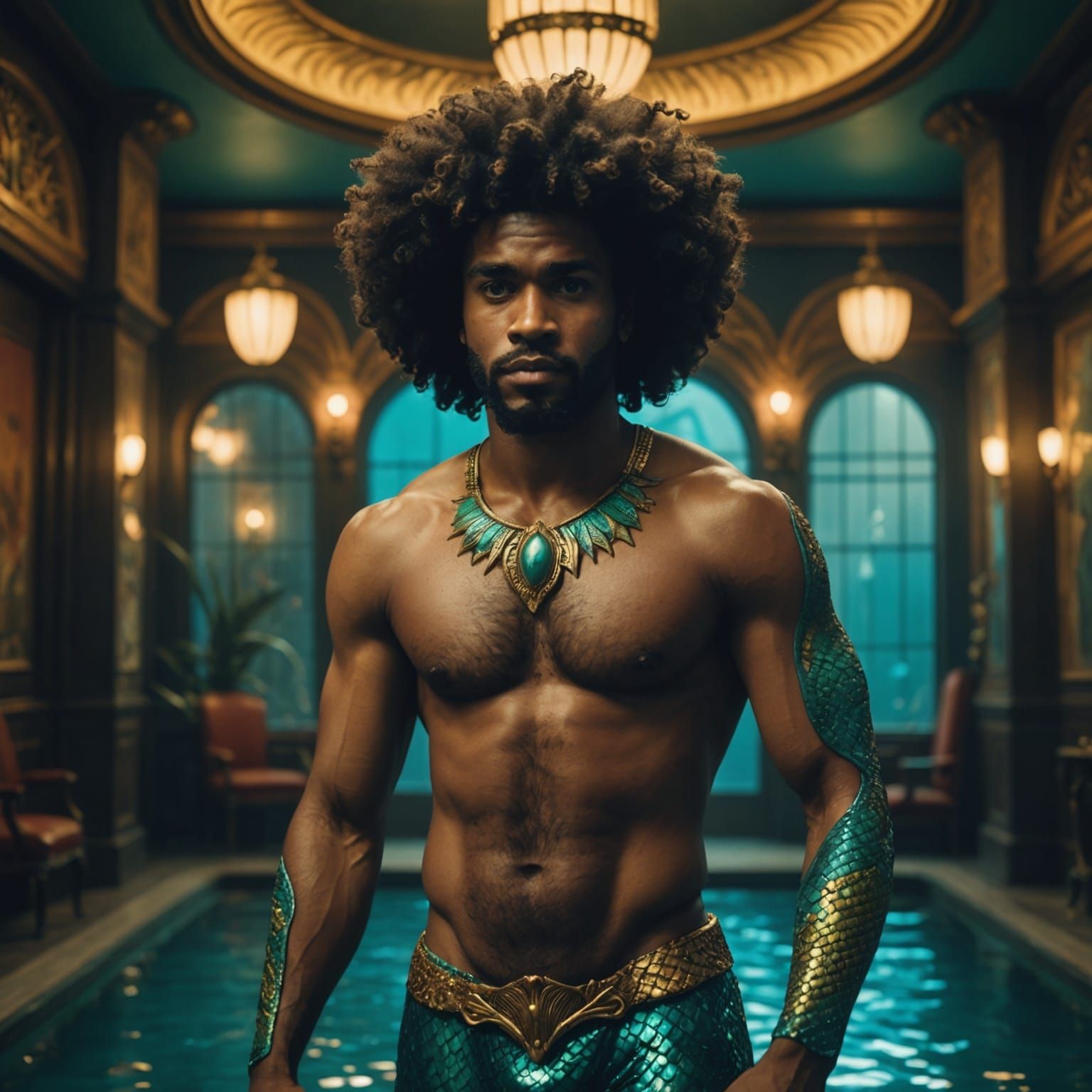 Art Nouveau Afro-Latino Merman Film Still