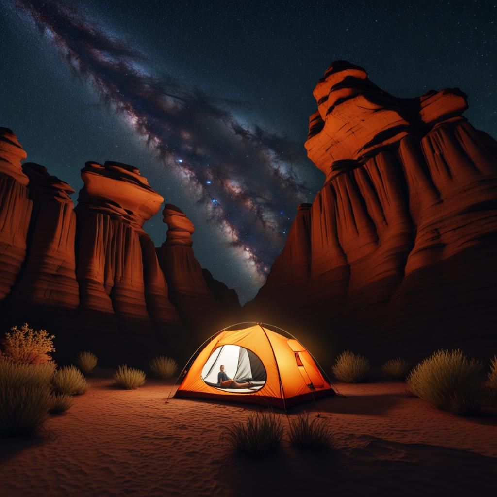 Utah Camping Under a Starry Sky: Hyperrealistic 4K