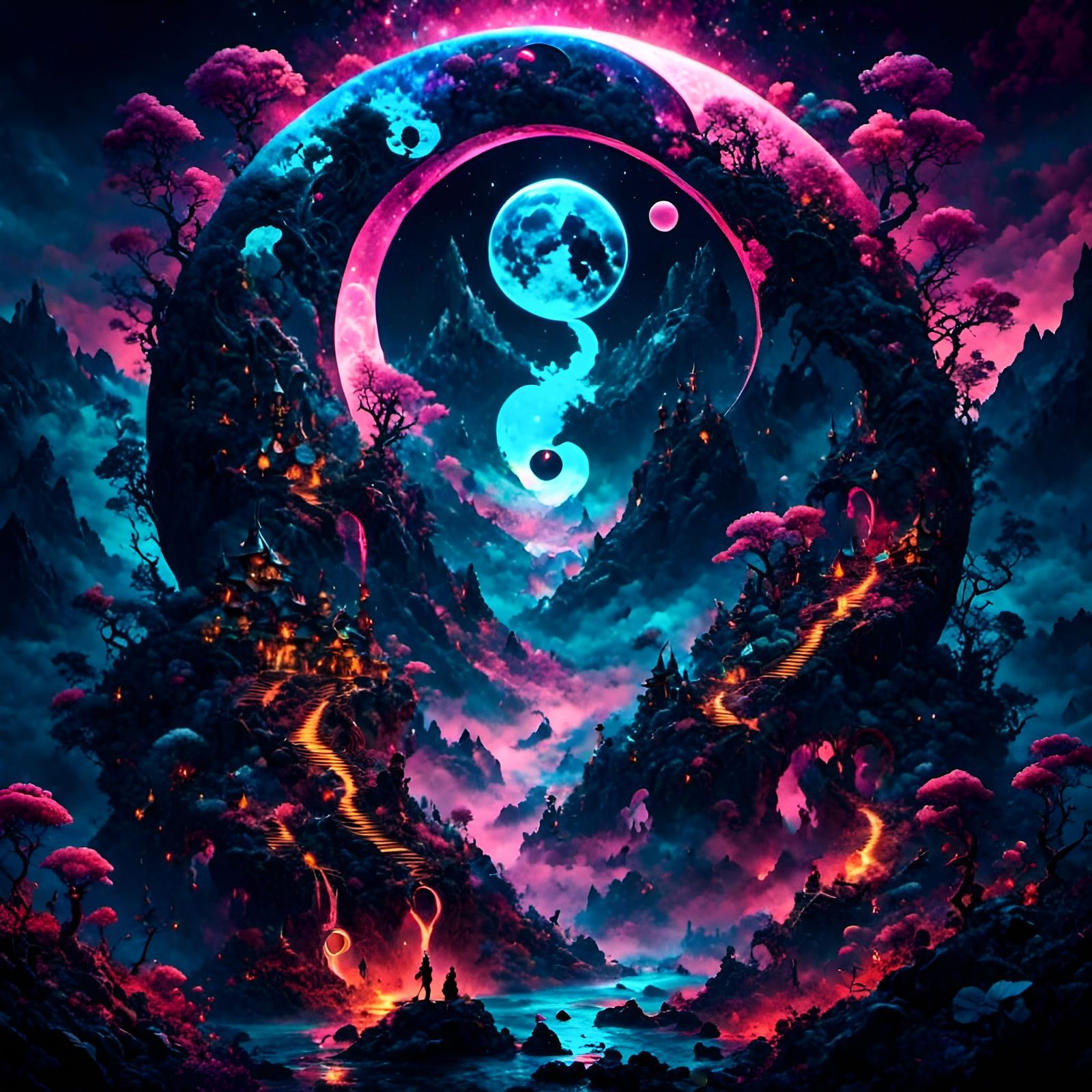 Yin Yang Landscape in a Fantasy Art Style