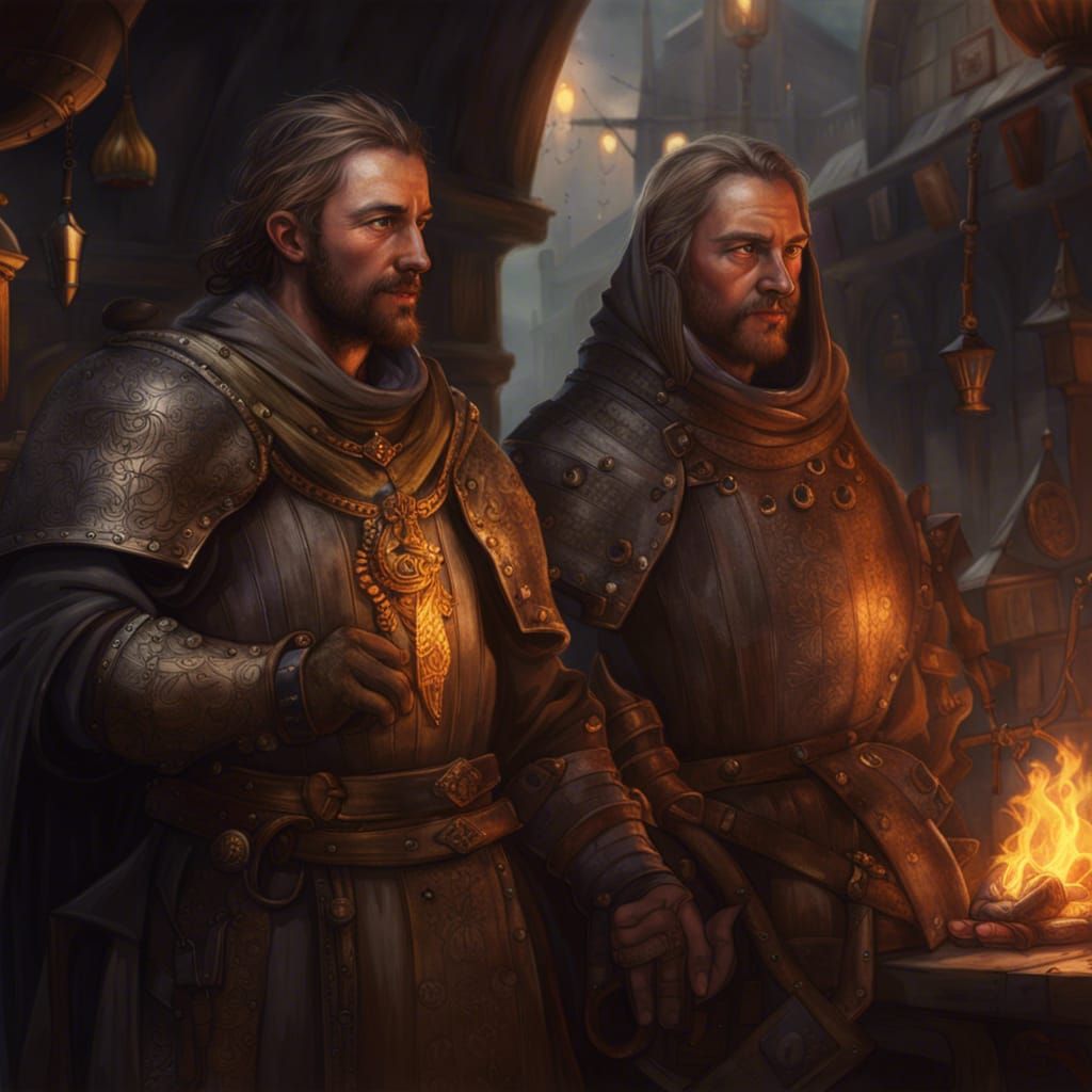 Grail Knight Portrait in Medieval Marketplace