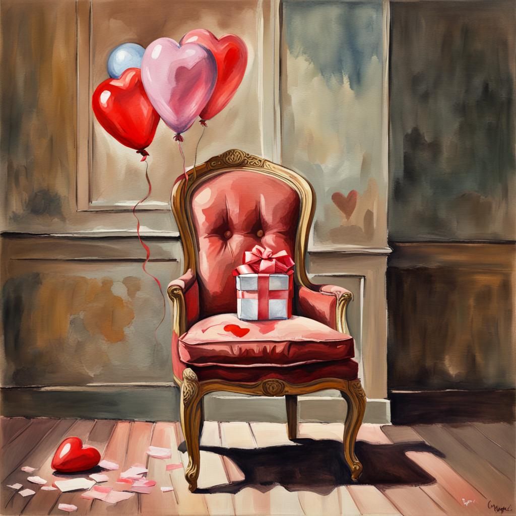 Valentine's Chair in Gouache Impressionist Style