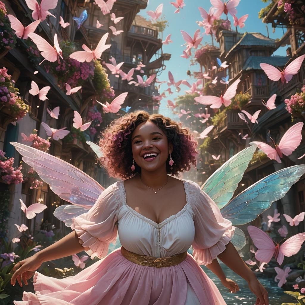 Fantasy Portrait: Curvy Woman with Fairy Wings