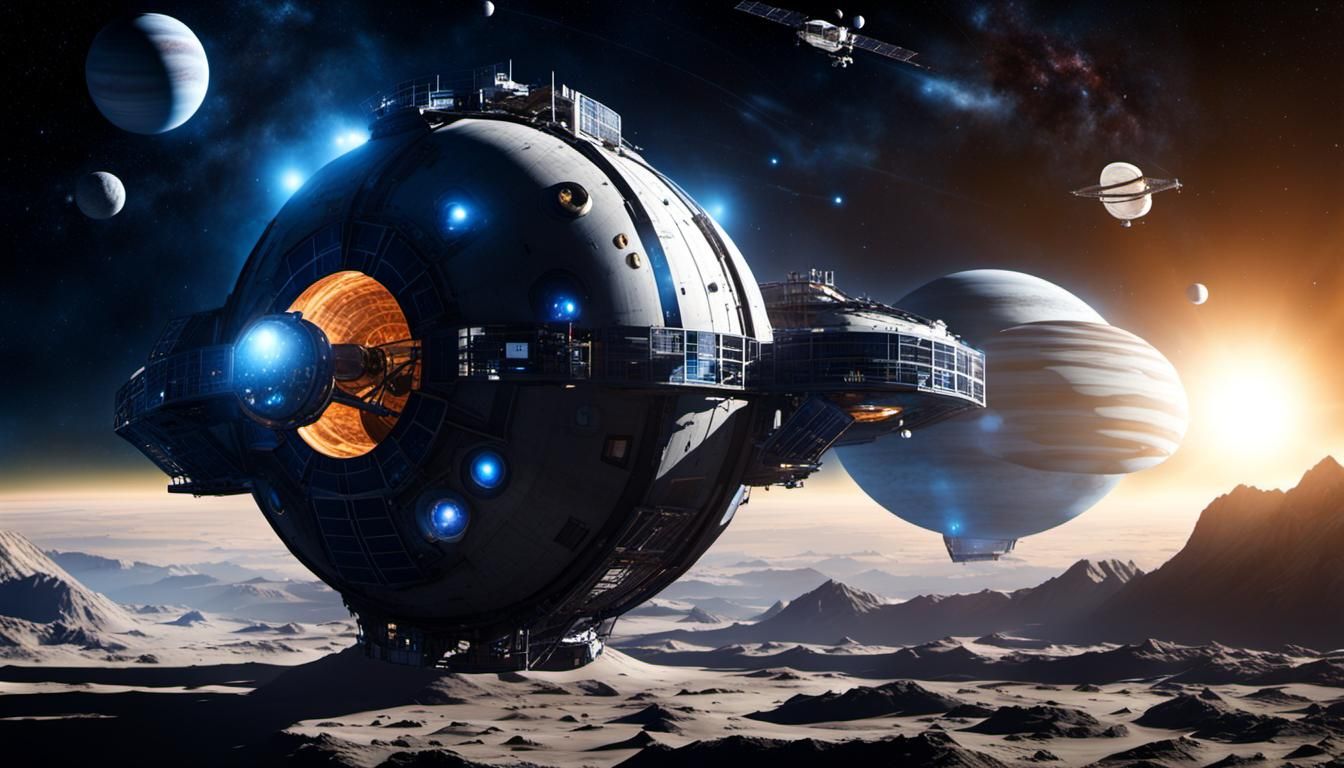 Futuristic Space Stations in Solar System: Photorealistic