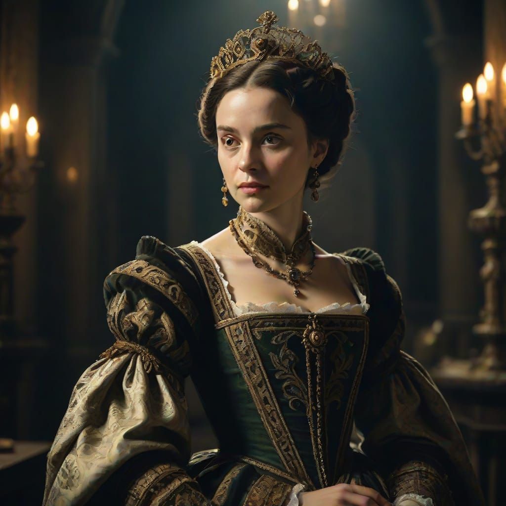 Elegant Protestant Queen in Renaissance Attire