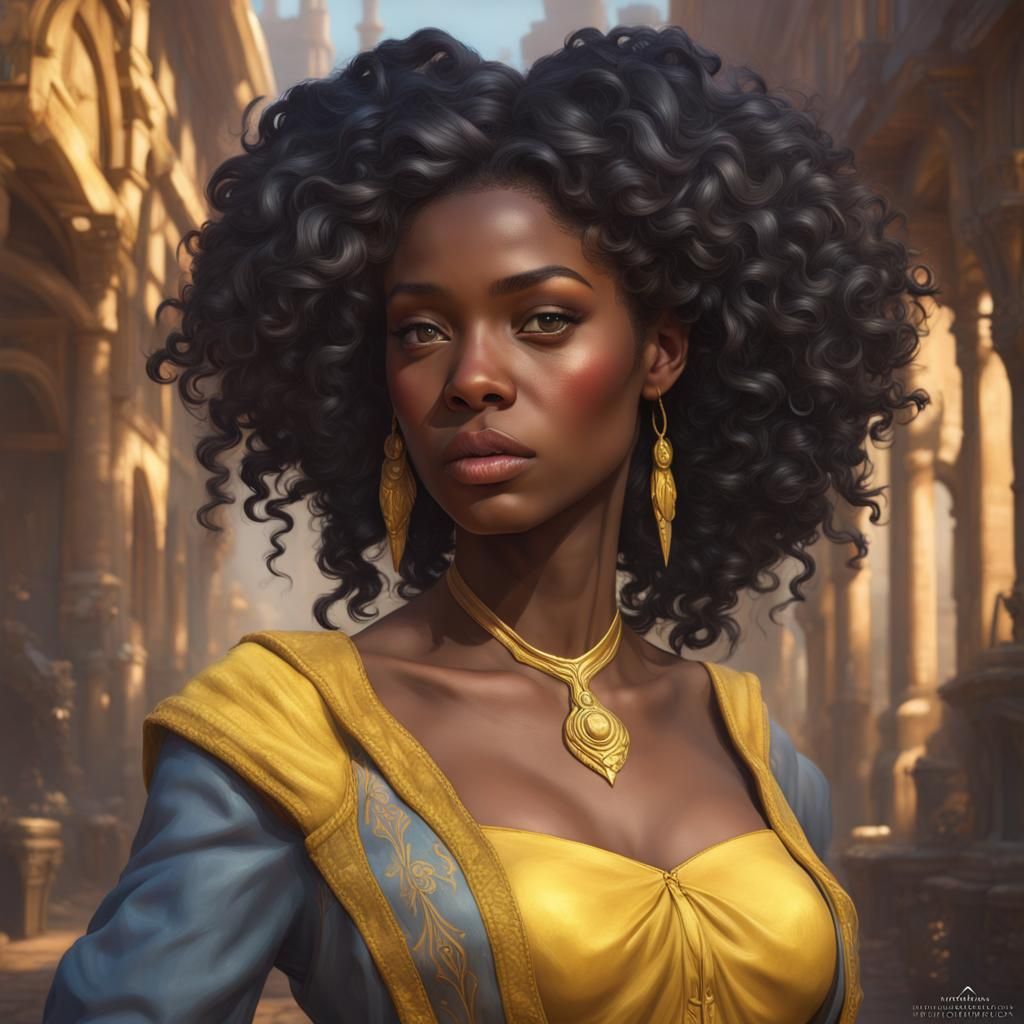 Black Girl on Yellow Brick Road: Digital Portrait