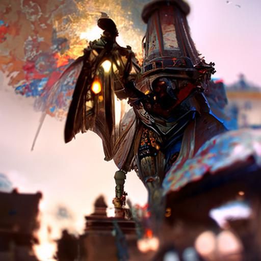 Knight with Magic Wings, Alphonse Mucha Style
