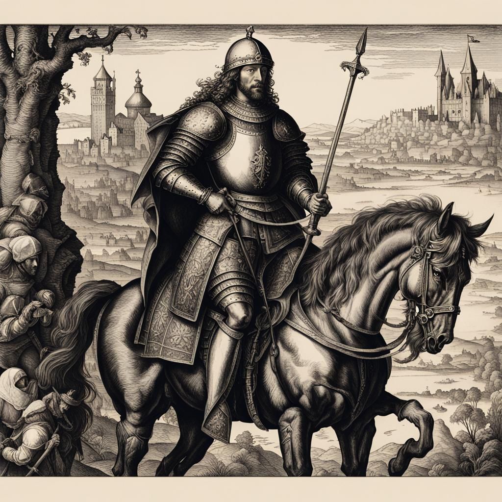 Knight's Journey: A Renaissance-Style Engraving