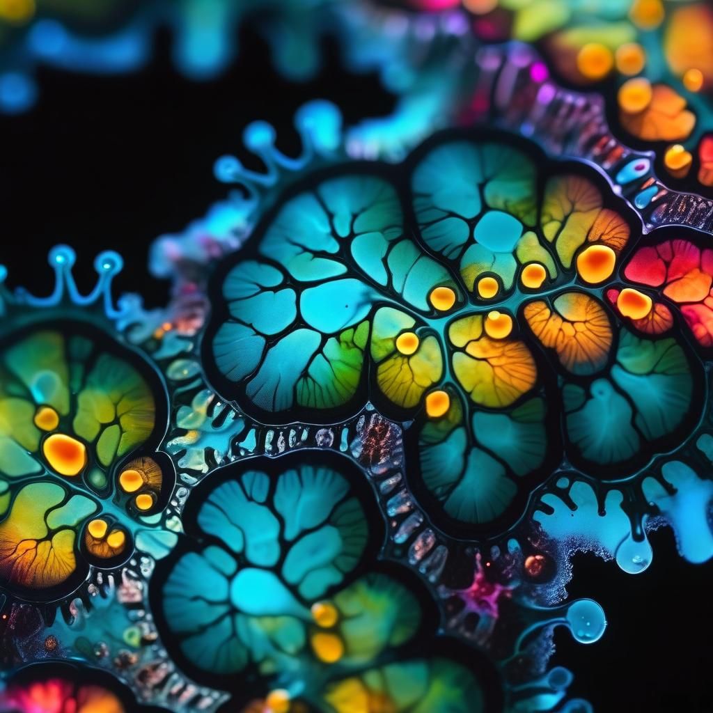 Bioluminescent Microbiology: Exotic Fractal Alcohol Ink Macr...