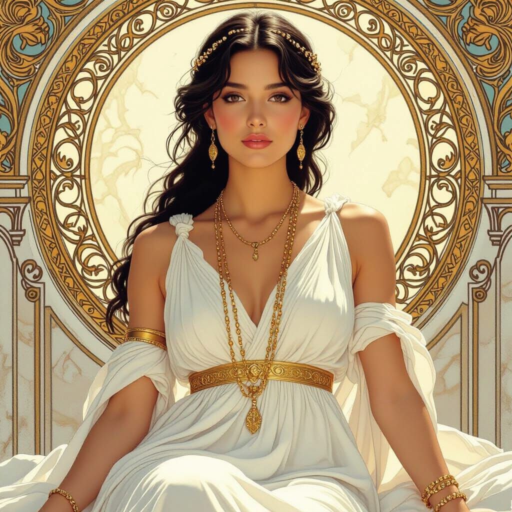 Woman in Roman Dress with Chains, Art Nouveau Style