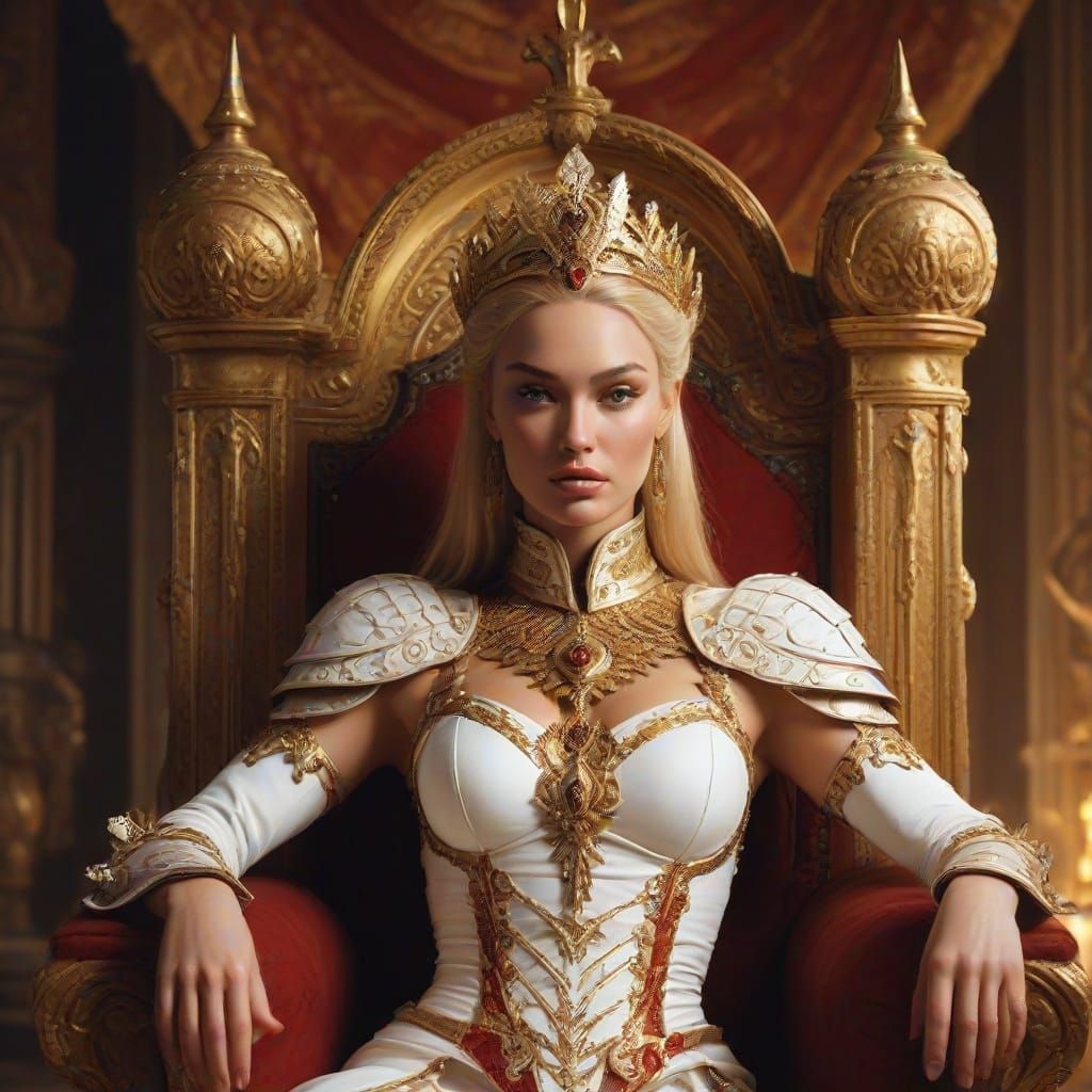 Crimson Knightess Reigns Supreme on Golden Throne